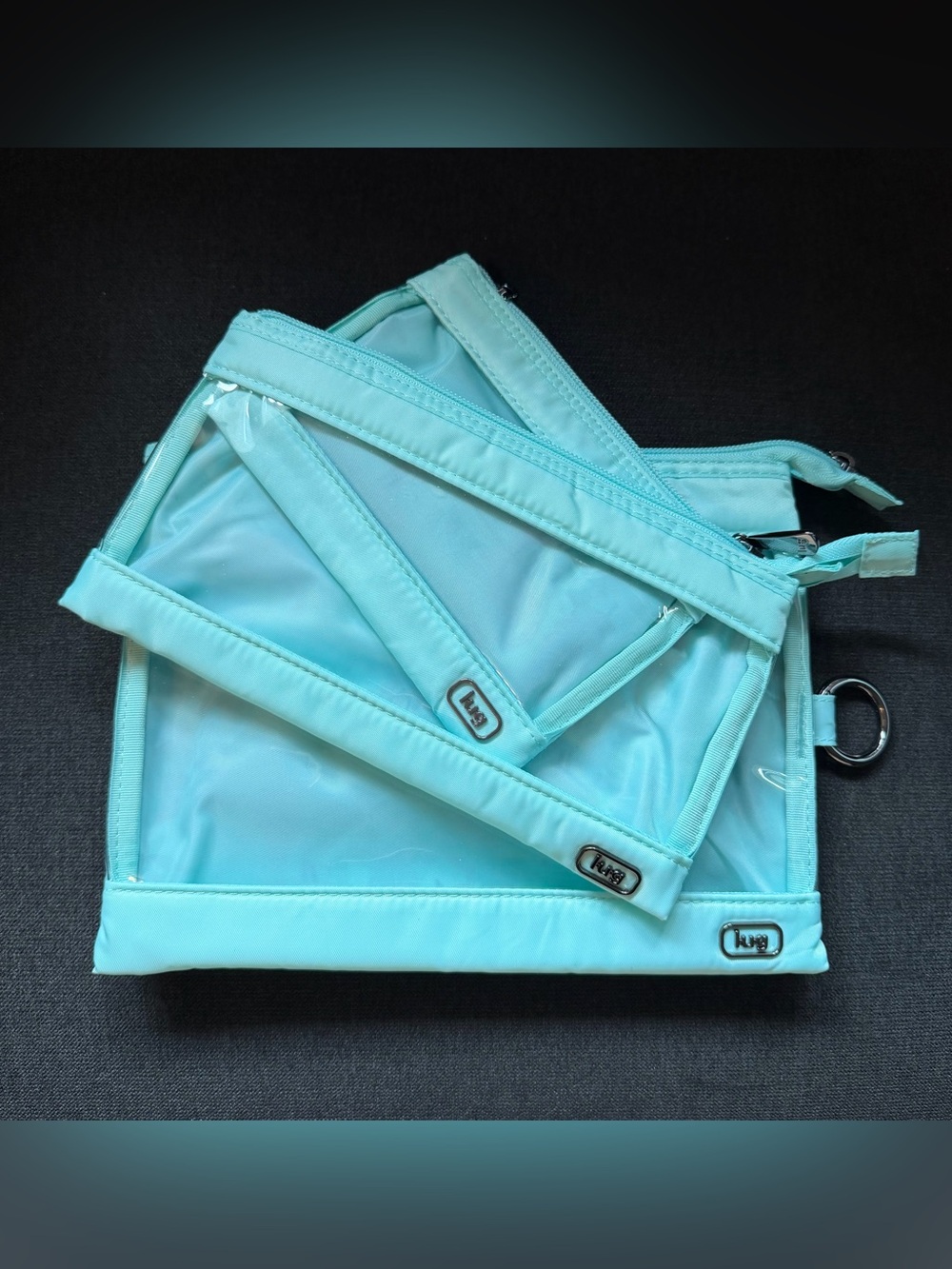 Lug Transport 3-piece Storage Envelopes – Aquamarine Blue (Flamingo Foliage)
